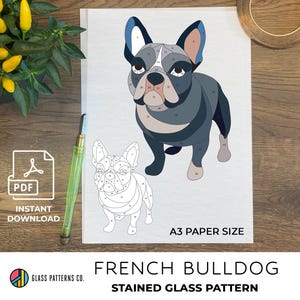 French Bulldog Stained Glass Pattern | Animal Design | Dog Suncatcher | Doggo | Home Decor