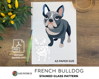 Französische Bulldogge Glasmalerei | Tier Design | Hund Sonnenfänger | Hündchen | Wohndekor