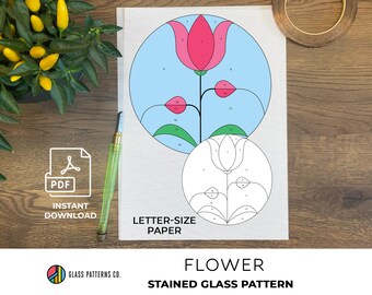 Padrão de vitral de flores simples: decoração faça você mesmo para iniciantes (download digital)