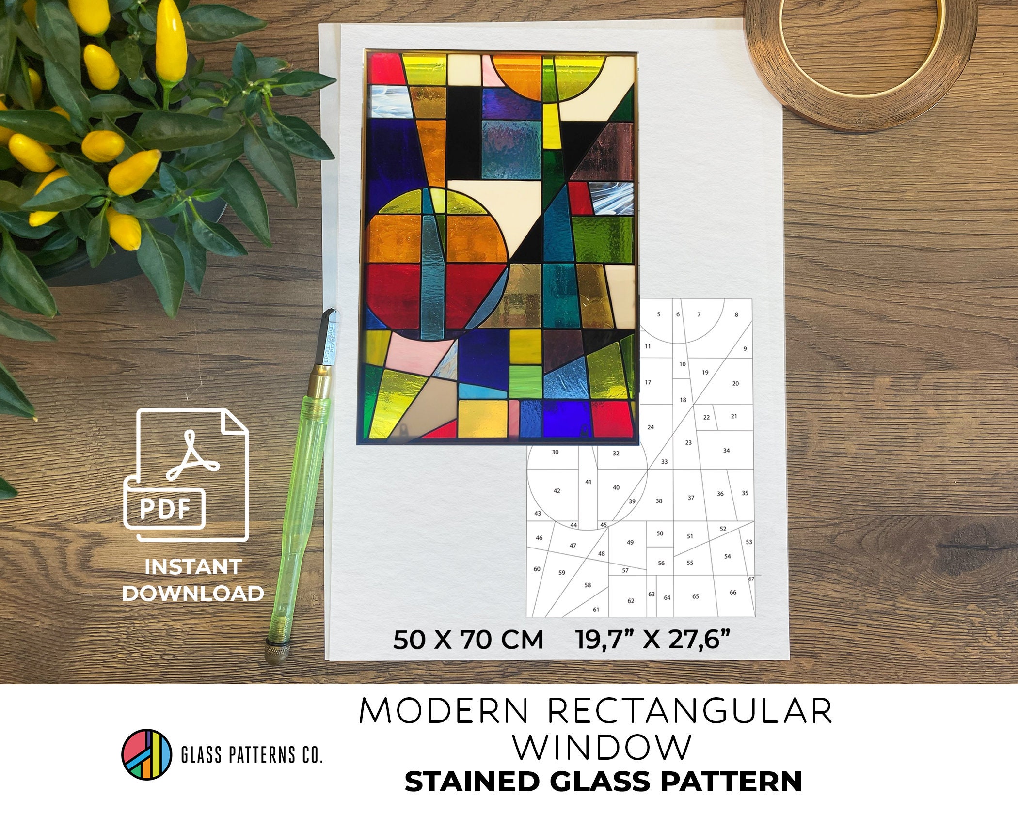 Geometric Stained Glass Pattern: Modern Window Design (PDF) - Etsy
