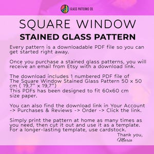Square Geometric Pattern Stained Glass | Coffee Table Top | Window ...