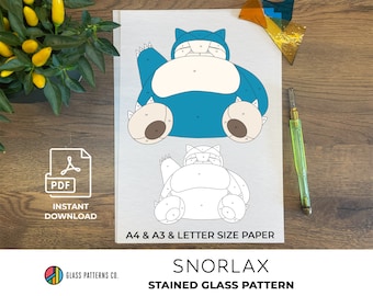Snorlax Stained Glass Pattern | Beginner Pokemon DIY (PDF Download)