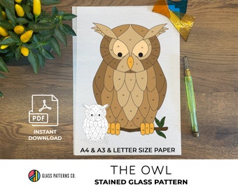 Owl Stained Glass Pattern: Beginner Copper Foil Design (Digital Download)