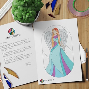Angel Stained Glass Pattern | DIGITAL DOWNLOAD | Wings Suncatcher | Intermediate PDF | A4 | A3| Letter | diy
