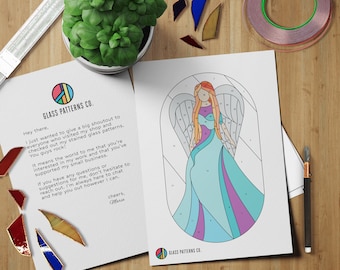Angel Stained Glass Pattern | DIGITAL DOWNLOAD | Wings Suncatcher | Intermediate PDF | A4 | A3| Letter | diy
