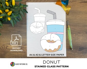 Donut Stained Glass Pattern: Beginner DIY (Digital Download)
