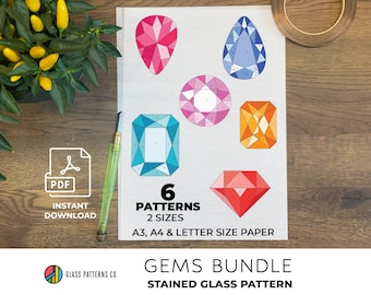 Stained Glass Gems Pattern Bundle: Beginner DIY (Digital Download)