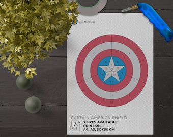 Captain America Shield Pattern Stained Glass  | DIGITAL DOWNLOAD | DIY | Home Decor | Pdf | Marvel SuperHero