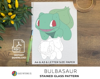 Bulbasaur Stained Glass Pattern | Beginner Pokemon Design (Digital Download)