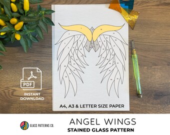 Angel Wings Pattern Stained Glass | DIGITAL DOWNLOAD | Suncatcher | intermediate | PDF | Home decor