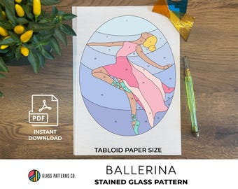 Ballerina-Muster Glasmalerei | DIGITALER DOWNLOAD | Basteln | Wohnkultur | Ballett-Tänzerin | Sonnenfänger