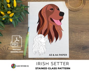 Irish Setter Stained Glass Pattern | Animal Design | Dog Suncatcher | Doggo | Home Decor