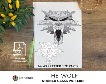 Grey Wolf Stained Glass Pattern: Beginner DIY (PDF Download)
