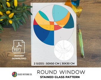 Modern Round Stained Glass Pattern | DIY Window/Table Decor | Instant PDF Download