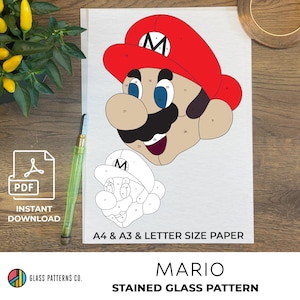 Super Mario | Vitral | DOWNLOAD DIGITAL | PDF | A4 | A3 | Carta | faça você mesmo | Decoração para casa