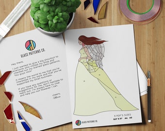 Angel Stained Glass Pattern | DIGITAL DOWNLOAD | Wings Suncatcher | Intermediate PDF | A4 | A3| Letter | diy