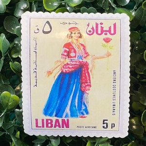 Lebanon Sticker- Lebanon Stamp - Stamp Stickers - Lebanon Woman Stamp - Cultural Sticker - Arabic Stickers - Country Stickers