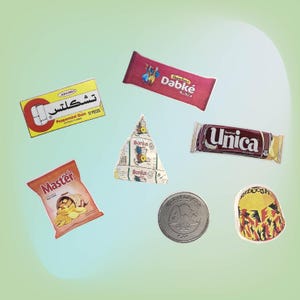 Lebanese Nostalgia Sticker Set: Vintage Snacks & Currency