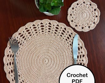 Classy Crochet Placemat & Coaster Pdf Pattern