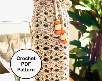 Wine Bottle Gift Tote Bag, Crochet PDF Pattern