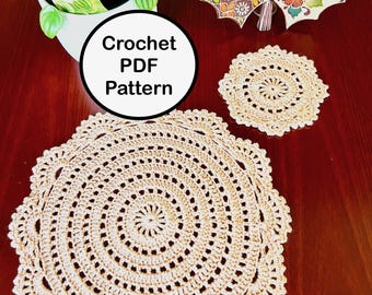 Moda Round Crochet Placemat & Coaster PDF Pattern
