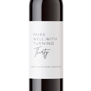 Étiquette de vin 30e anniversaire - Coffret cadeau d'anniversaire pour elle - Cadeau 30e anniversaire - Sticker vin personnalisé - Cadeau de joyeux anniversaire personnalisé