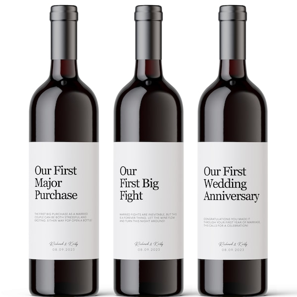 Étiquettes de vin d’étape de mariage - Cadeau de mariage Premier anniversaire Cadeau de douche nuptiale Panier à vin Cadeau de fiançailles