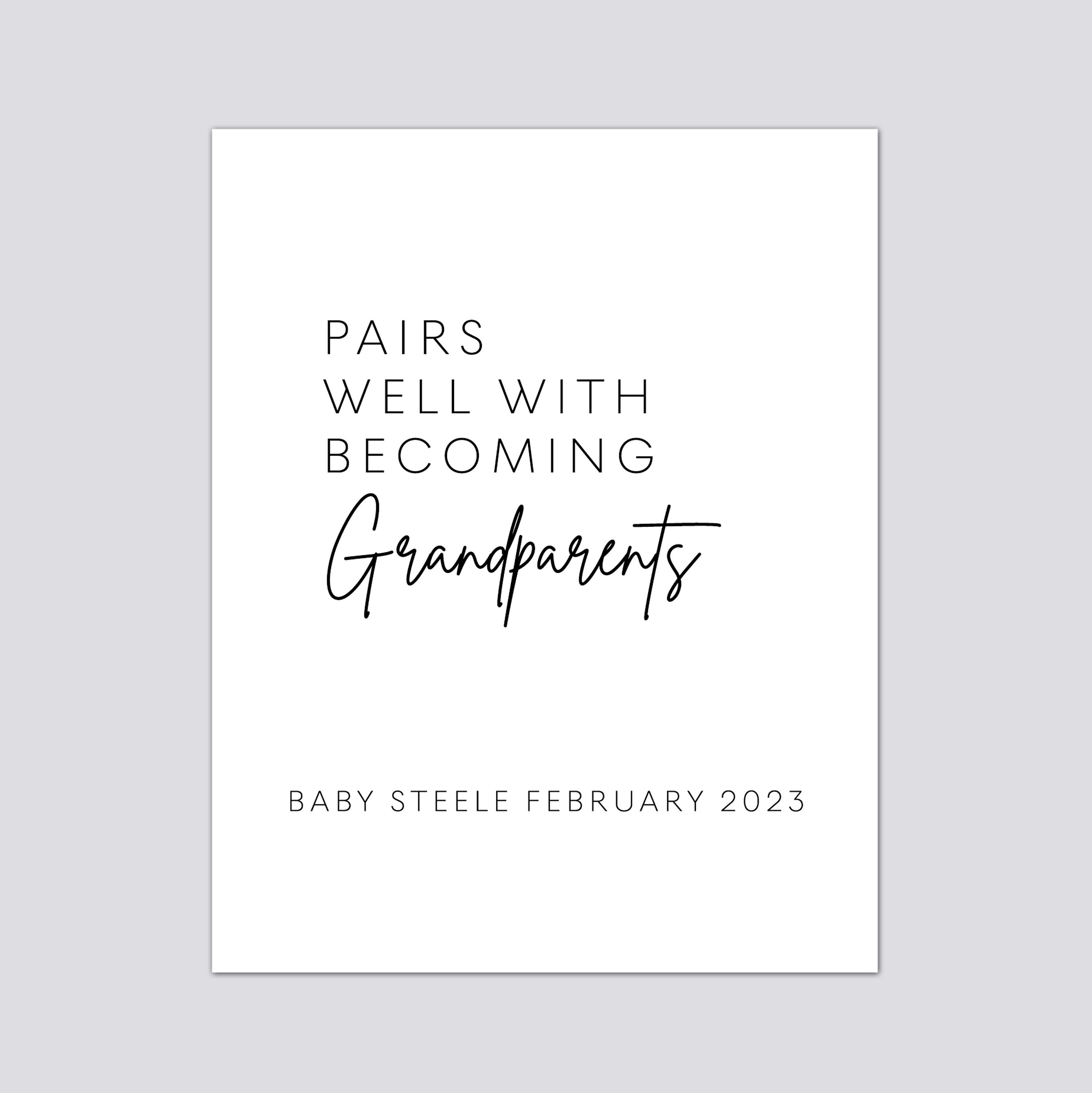 Pairs Well With Grandparents Gift Pregnancy Etsy Canada