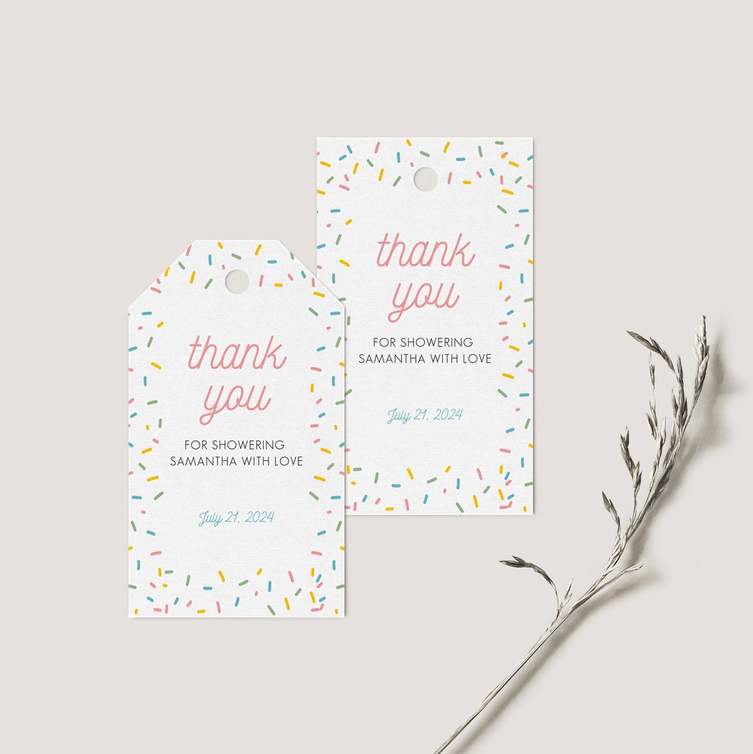 Baby Sprinkle Thank You Tags, Editable Custom Baby Shower Templates ...