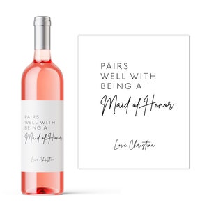 Étiquettes de vin pour proposition de demoiselle d'honneur - Se mariera bien avec une demoiselle d'honneur - Proposition de mariage - Panier cadeau de mariage personnalisé