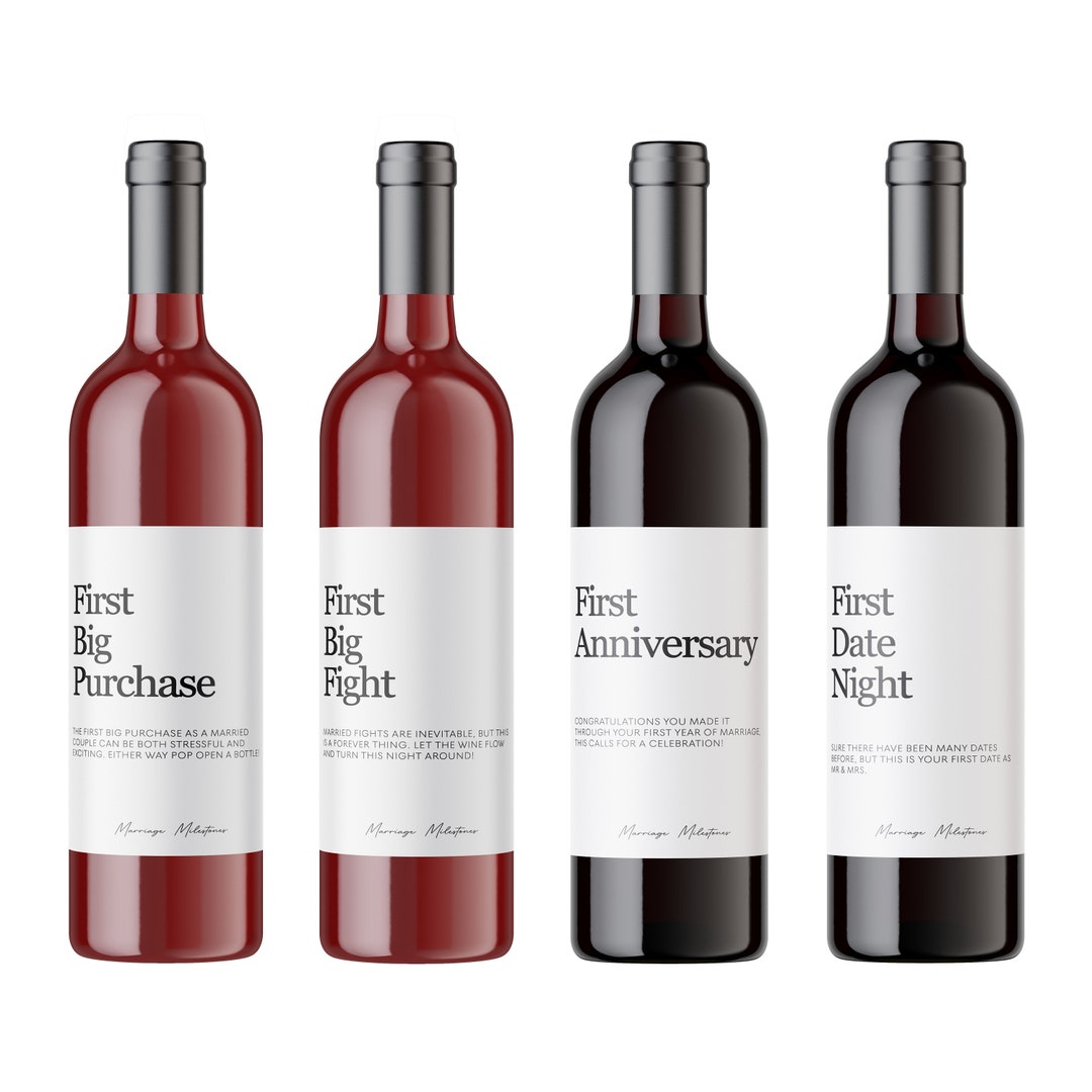 Marriage Milestone Wine Labels Wedding Gift First - Etsy Marriage Milestone Wine Labels  Wedding Gift First - Etsy