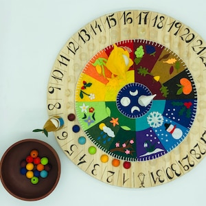Annual cyclical calendar, handmade, Waldorf calendar, cyclicity, cyclical upbringing, Montessori calendar, natural materials image 2