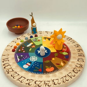 Annual cyclical calendar, handmade, Waldorf calendar, cyclicity, cyclical upbringing, Montessori calendar, natural materials image 3