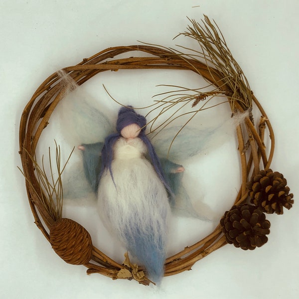 Winter Fairy, handmade, waldorf decoration, wool fairies, waldorf fairy, station table, elemental beings, crafts, winter table