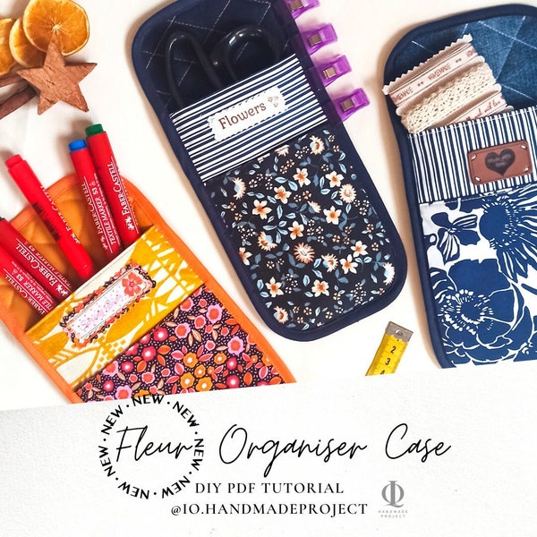 DIY PDF TUTORIAL-"Fleur" Organiser Case with Upcycled Textiles