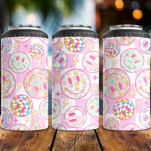 Retro Smiley Face  Multi-Use 4-in-1 Can Cooler | Fits Slim Cans, Regular Cans, Bottles & Works as a Tumbler