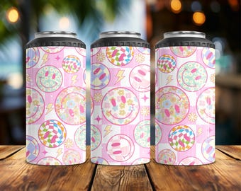 Retro Smiley Face  Multi-Use 4-in-1 Can Cooler | Fits Slim Cans, Regular Cans, Bottles & Works as a Tumbler