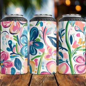 Retro floral Multi-Use 4-in-1 Dosenkühler | Passt schmale Dosen, normale Dosen, Flaschen und funktioniert als Becher