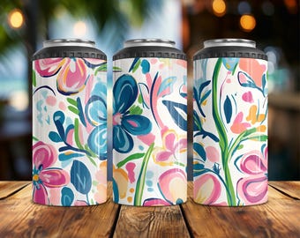 Retro floral Multi-Use 4-in-1 Can Cooler | Fits Slim Cans, Regular Cans, Bottles & Works as a Tumbler