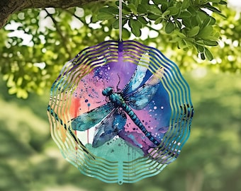 Dragonfly Handcrafted Wind Spinner with Crystal Pendant - Outdoor Garden Decor, Unique Kinetic Art