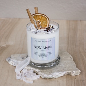 Manifest your desires with our powerful New Moon Intention Candle! - Crystal Candle