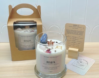 Stargazing Vibes: Libra Zodiac Crystal Candle - Illuminate Your Space with Libra's Airy Charm