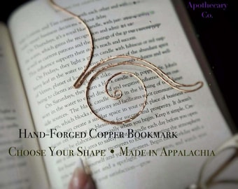 Hand-Forged Copper Bookmark, Rustic Metal Bookmark, Dark Academia Library, Gift for Teacher, Cottagecore Decor, Handmade in USA
