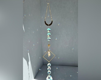 Acchiappasole, acchiappasole a prisma arcobaleno, acchiappasole in cristallo, arredamento boho per la casa, colorato arazzo hippie per finestre, arredamento mistico, regalo unico