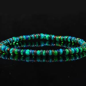 Bracelet vintage en perles d'opale de feu, pierre de naissance d'octobre, opale éthiopienne, bijou ajustable