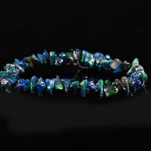 Black Opal Chips Stretchable Bracelet Gemstone Vintage Fire Opal Adjustable Jewelry