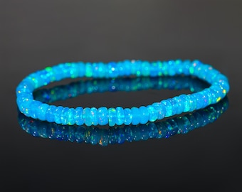 Paraiba Opal Beaded Stretchable Bracelet For Women Adjustable Jewelry
