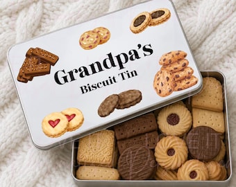 Personalised Biscuit Treats White Tin, Biscuit Lover, Father's Day Gift