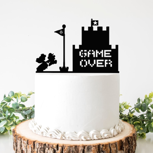 Mario Theme Cake Topper - PNG SVG DXF, Instant digital download, Wedding cake, Gamer theme, Funny cake toppers, Cut files for Cricut