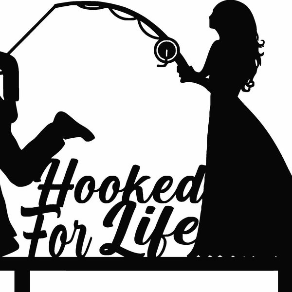 Hooked for Life Cake Topper - PNG SVG DXF